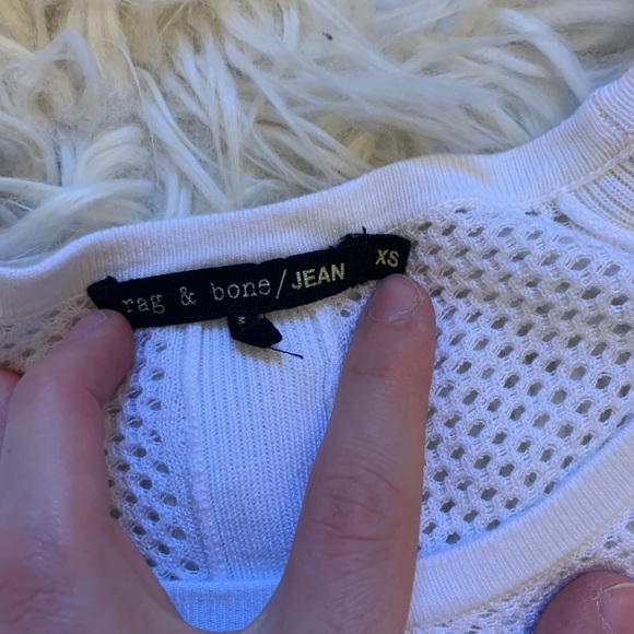 Rag & Bone Mesh Perforated Raglan White Top - Picture 4 of 8